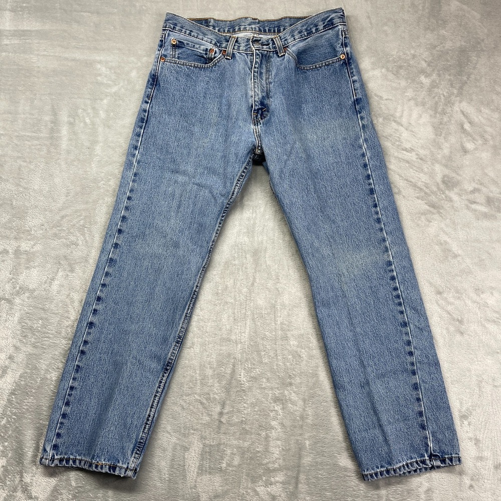 Levi's 505 Jeans Mens 34x30 Blue Denim Medium Wash Red Tab Straight Leg Outdoor‎